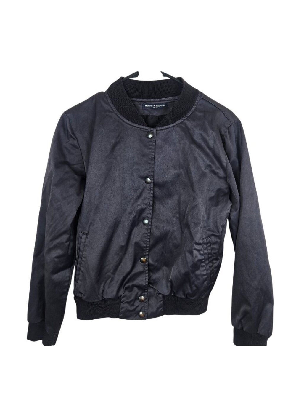 Brandy Melville Black Bomber Jacket One Size OS Snap Button Made In Italy